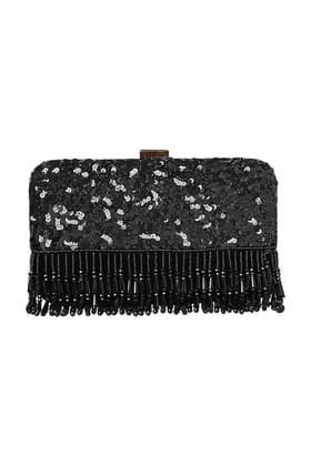 Black Velvet Sequins & Glass Bead Work Clutch Black Velvet Sequins & Glass Bead Work Clutch
