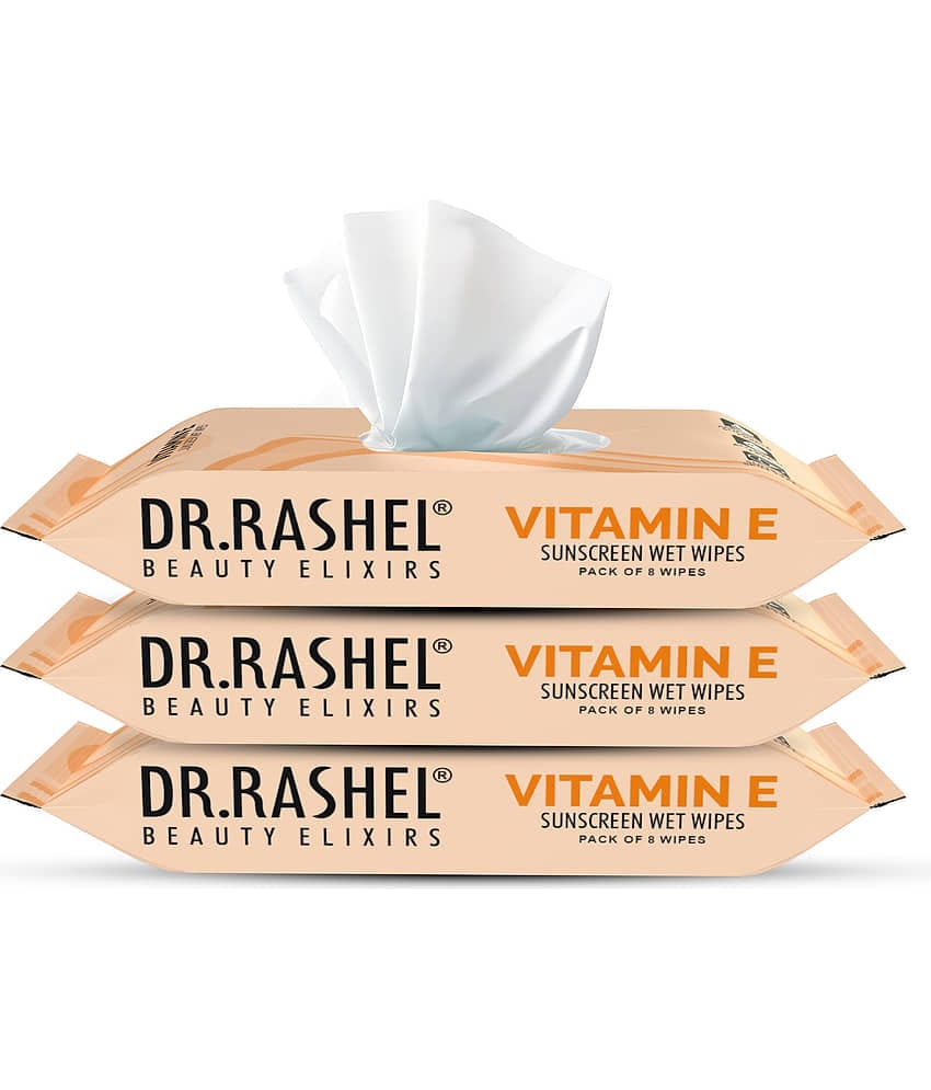 DR.RASHEL Vitamin E Sunscreen SPF 15 Wet Wipes For all skin types, 24 Wipes, ( Pack of 3)
