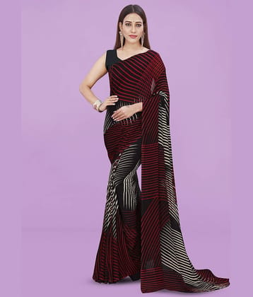 ANAND SAREES Georgette Printed Regular Saree With Unstitched Blouse Piece ( Black )