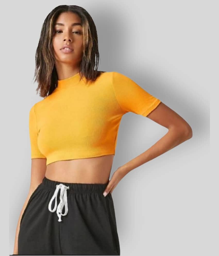 Dream Beauty Fashion Women's Polyester Crop Top ( Yellow )