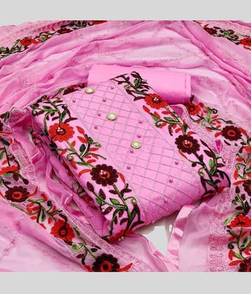 Gazal Fashions - Pink Cotton Blend Dress Material ( Pack of 1 )