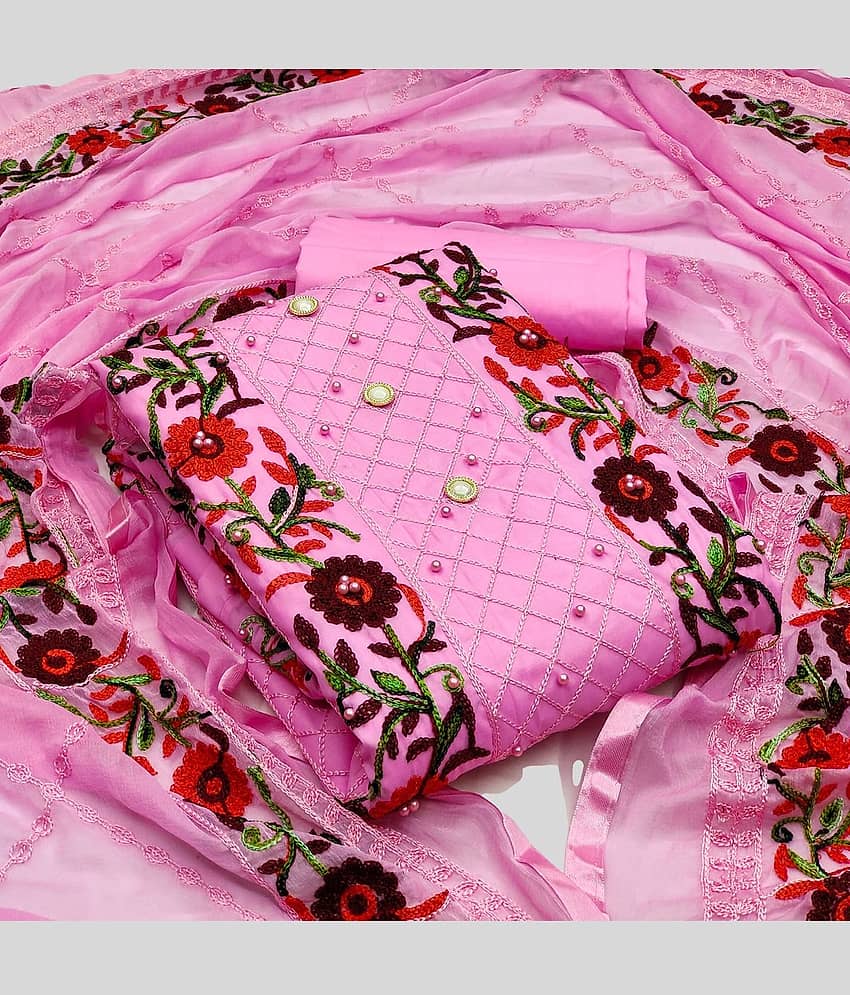 Gazal Fashions - Pink Cotton Blend Dress Material ( Pack of 1 )
