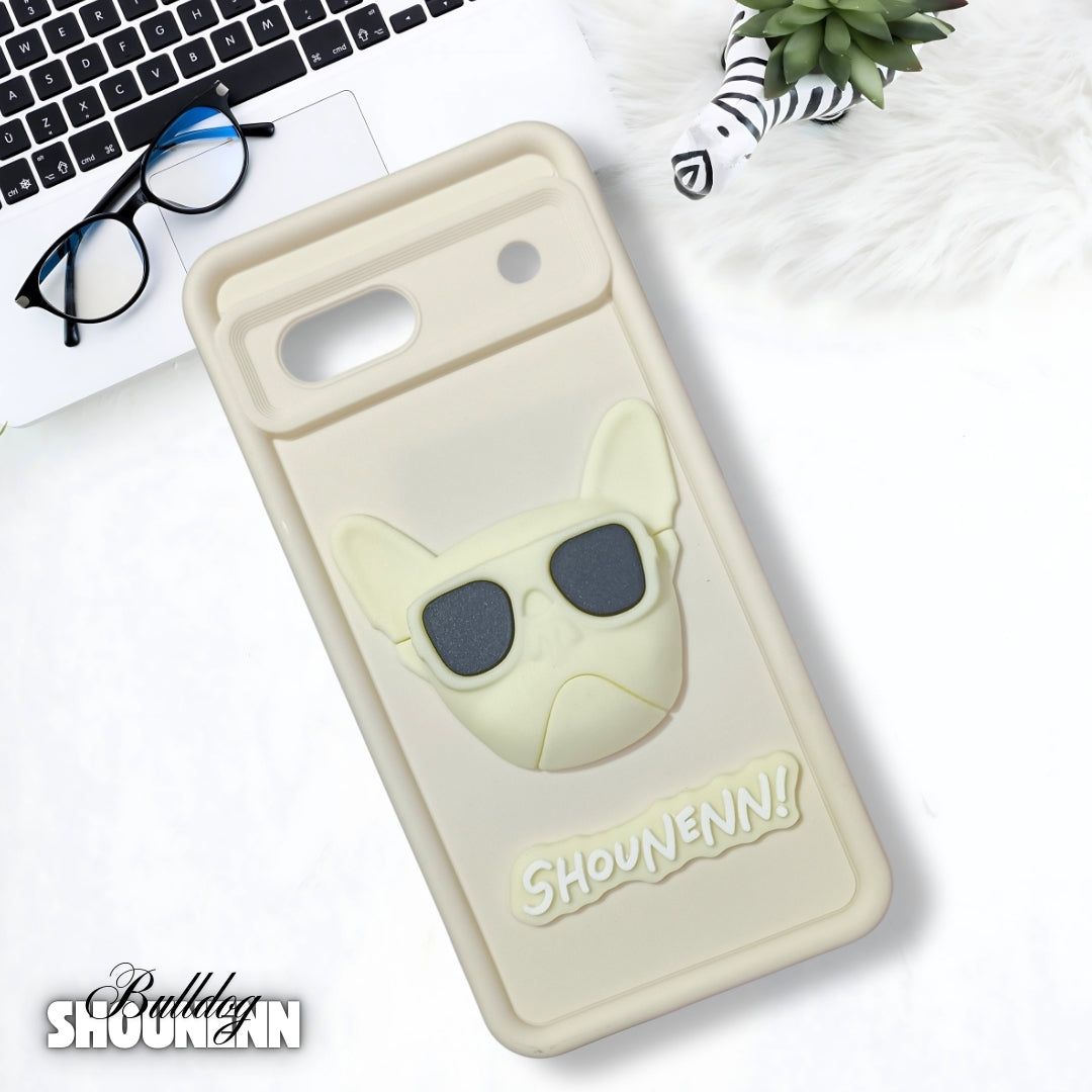 Cream SHOUNENN BULLDOG Silicone case for Google Pixel 7A