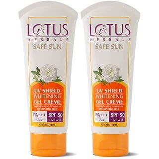 Lotus Herbals Safe Sun Uv Shield Whitening Gel Cream  Spf 50  Pa +++  Uva  Uvb ProtectionNon Oily 100G (Pack Of 2)