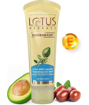Lotus Herbals Jojobawash Active Milli Capsules Nourishing Face Wash , For All Skin Types , 80G