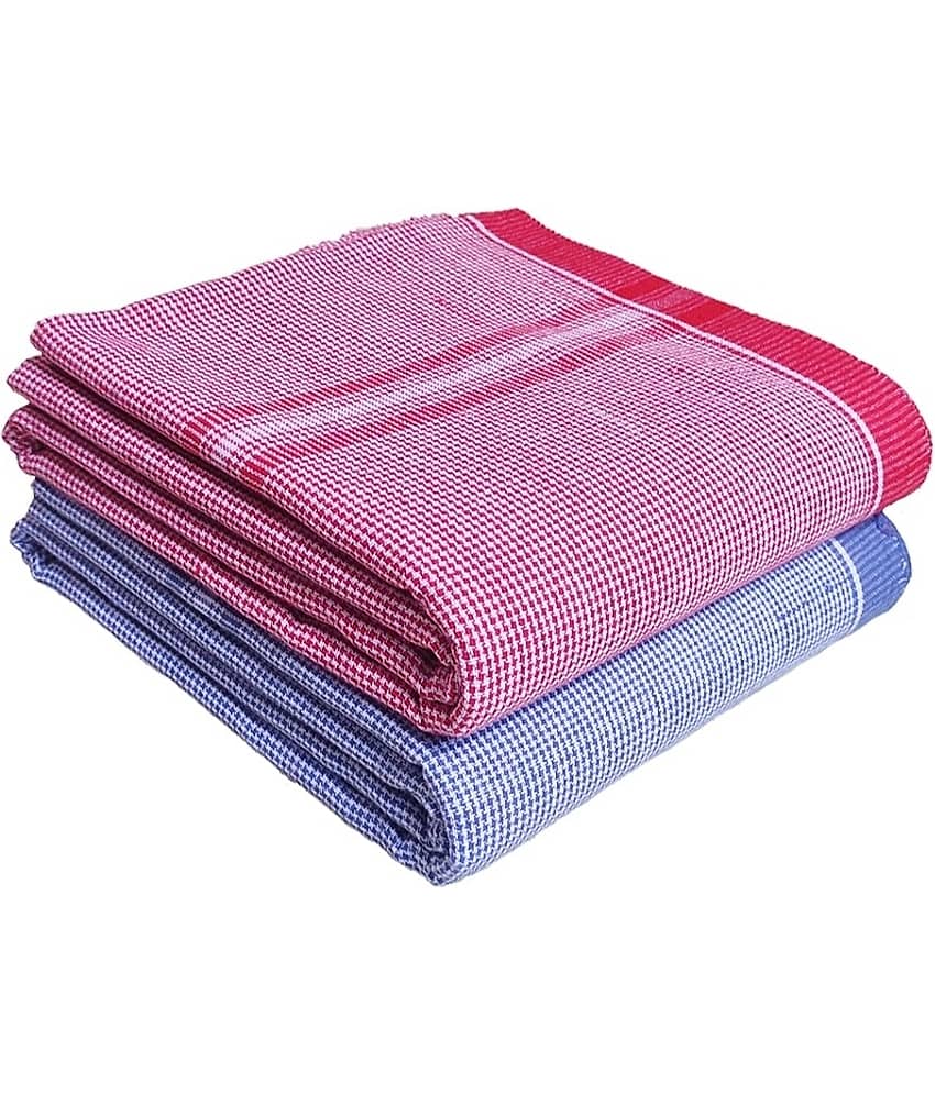 Mk weaves Cotton Checks Below 300 -GSM Bath Towel ( Pack of 2 ) - Multicolor