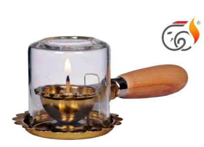 Aarti Deep - Brass Aarti Diya with Glass Cover
