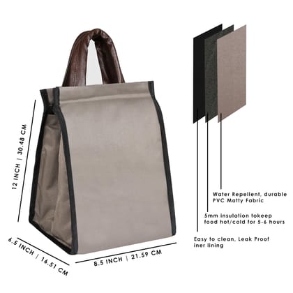 Mink Grey Marvel: PVC Coated Matty Insulated Tiffin Bag/Lunch Bag (TB12)