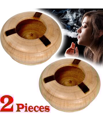 2 Pieces Wooden Handmade Cigarette Ashtray Ash Holder