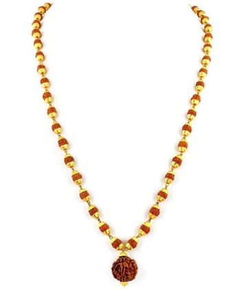 100% Original Certified 5 Mukhi Rudraksha Mala With Gold Plated Cap