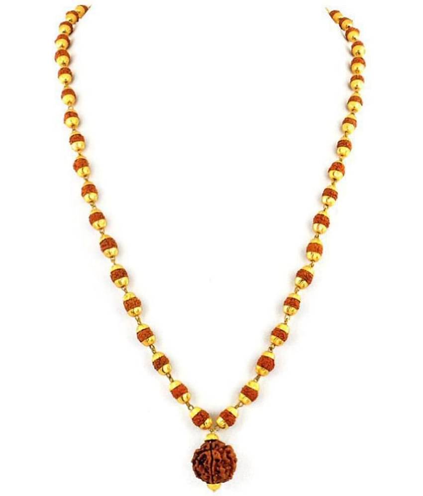 100% Original Certified 5 Mukhi Rudraksha Mala With Gold Plated Cap