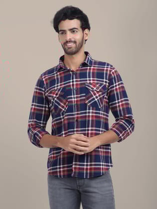 Premium Cotton Flannel Shirt With Spread Collar-M-40