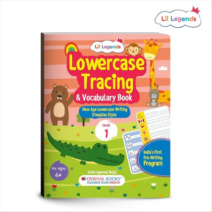 Oswaal Lil Legends Lowercase Tracing & Vocabulary Book for Kids | Illustrated Pre-Writing Workbook | Fun & Engaging Way to Learn Small Letters (Level 1)