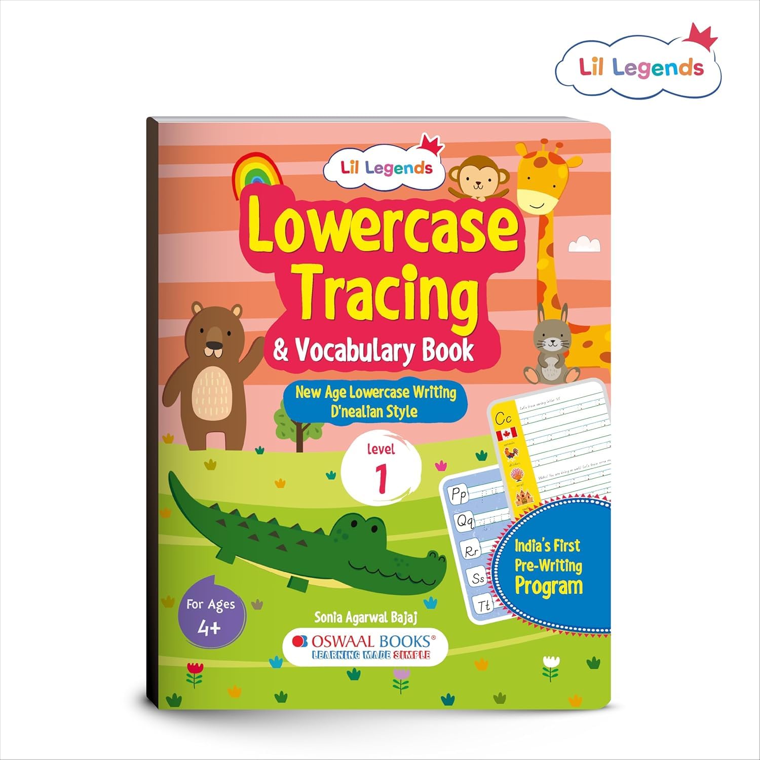Oswaal Lil Legends Lowercase Tracing & Vocabulary Book for Kids | Illustrated Pre-Writing Workbook | Fun & Engaging Way to Learn Small Letters (Level 1)