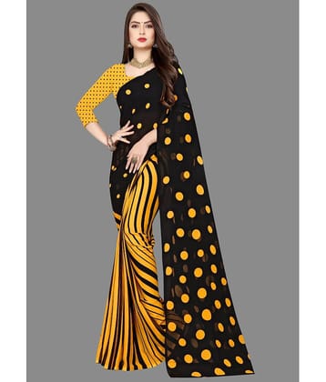 ANAND SAREES Georgette Printed Saree With Unstitched Blouse Piece ( Black )