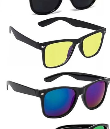 Elligator Black Rectangular Sunglasses ( Pack of 4 ) - Medium