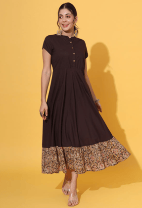 Dark Chocolate Flared Dres-S / Brown