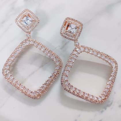Pure White Rose Gold Earrings-White / Rose Gold