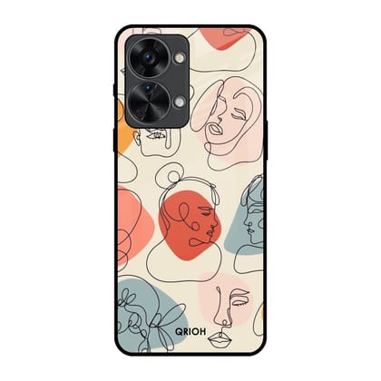 Abstract Faces Glass Case for OnePlus Nord 2T 5G
