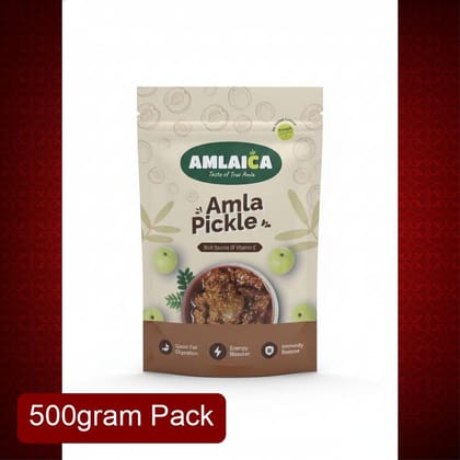 Amlaica Amla Pickle (500g) | Rich Source of Vitamin C & Immunity Booster | Traditional Indian Spicy Pickle