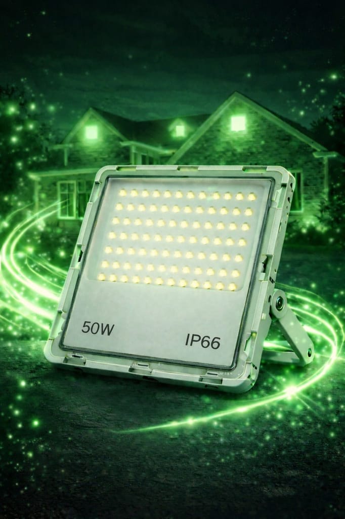 SPARKWORLD 50W Green LED Flood Light IP66 Waterproof Outdoor Lamp for Garden, Building & Event Lighting