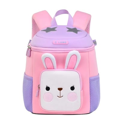 3D Rabbit Design Large Capacity School Bags with Slip Over Buckle for Kindergarten Kids-Purple
