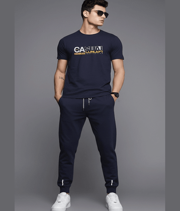 Reya Blue Cotton Blend Regular Fit Men's Tracksuit ( Pack of 1 )