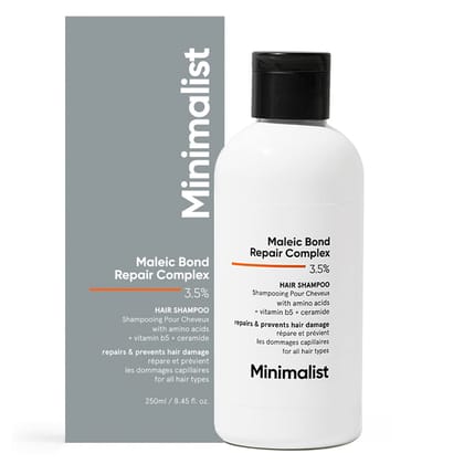 Minimalist Bond Repair Shampoo For Damaged, Dry & Frizzy Hair, Maleic Bond Repair Complex 3.5% With Patented Technology, Sulphate & Paraben Free Shampoo For Women & Men, 250 Ml (Pack Of 1) Minimalist Bond Repair Shampoo For Damaged, Dry & Frizzy Hair, Ma