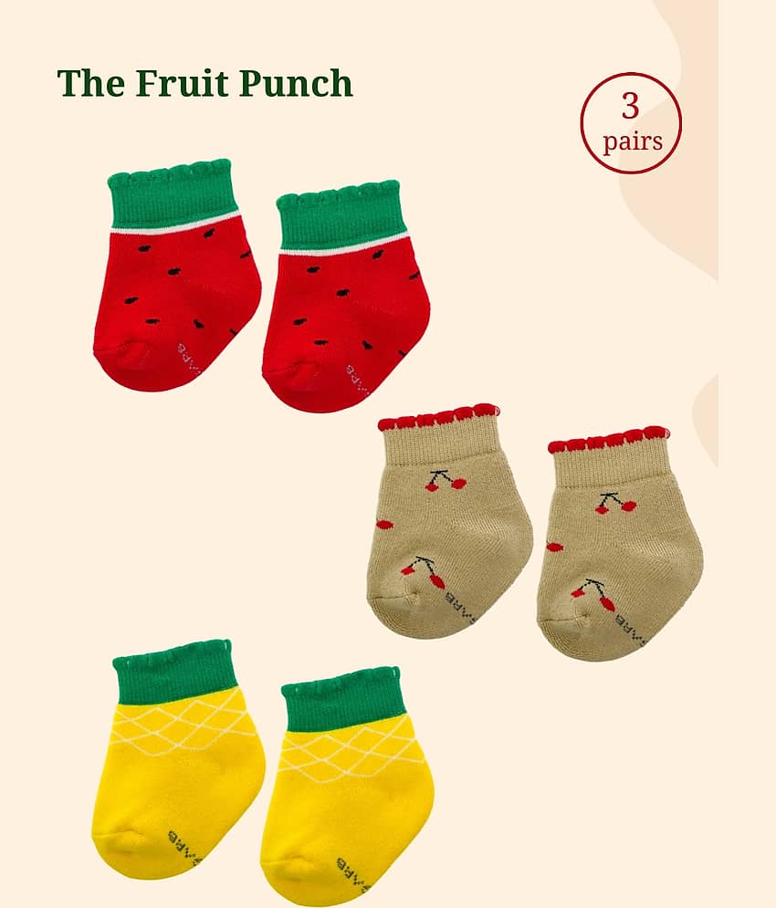 AIR GARB Pack of 3 Baby Boys Cotton Ankle Length Socks ( Multicolor )