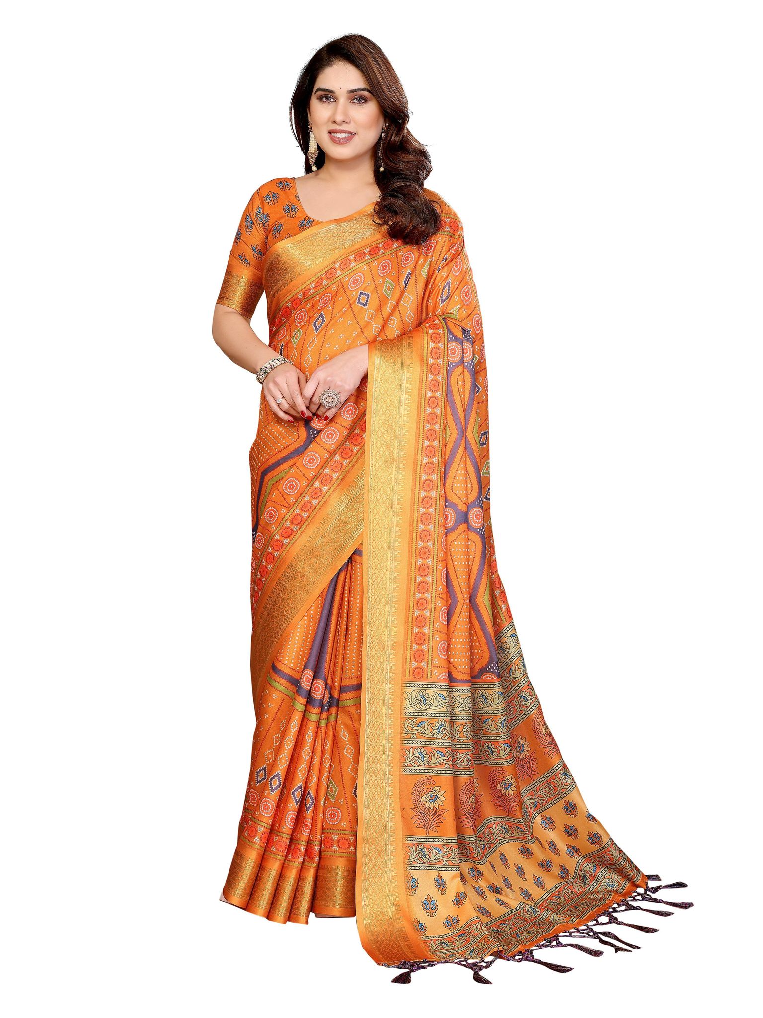 Premium Soft Cotton Silk Bandhej Print Saree
