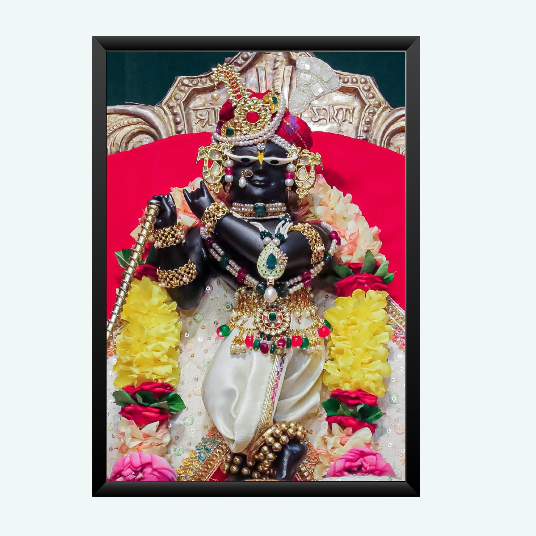 NOKKES Radha Raman ji Vrindavan Radha Raman Thakur Ji Black Photo Frames Religious Photo frame 5X7 Inch Photo Frame_QWW105