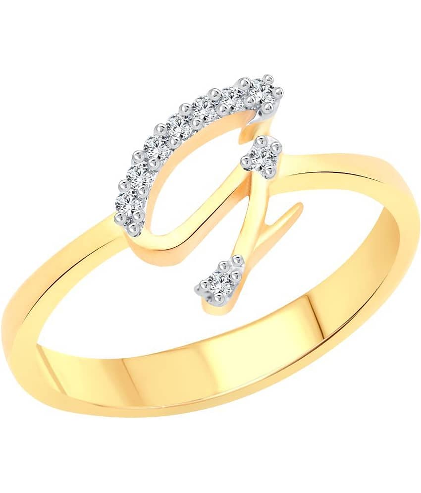 Vighnaharta Initial ''G'' Letter (CZ) Gold and Rhodium Plated Ring For Women - [VFJ1181FRG10]