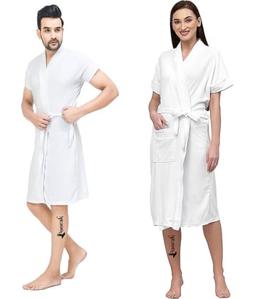 Poorak White Free Size Bathrobe ( Pack of 1 )