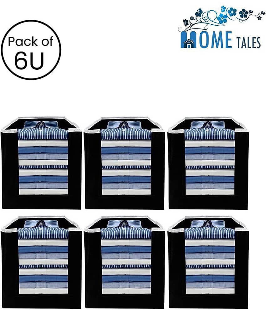 Non-Woven Shirt Stacker & Cloth Organizer,Black (Pack of 6 )