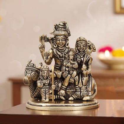 Brass Shiv Parivar God Idol - Religious Family Murti, Height : 4 Inch (BSMAS975 B)