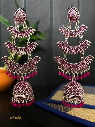 Designer Beaded Earrings- Pink