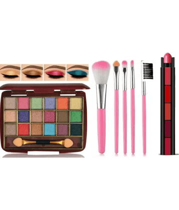 swneky 18color eyeshadow with 5in1 lipstick & makeup brush (Pack of 3)