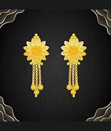 LUV FASHION Golden Drop Earrings ( Pack of 1 )