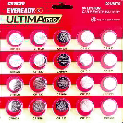 Eveready Ultima Pro CR1620 3V Lithium Battery Pack of 20