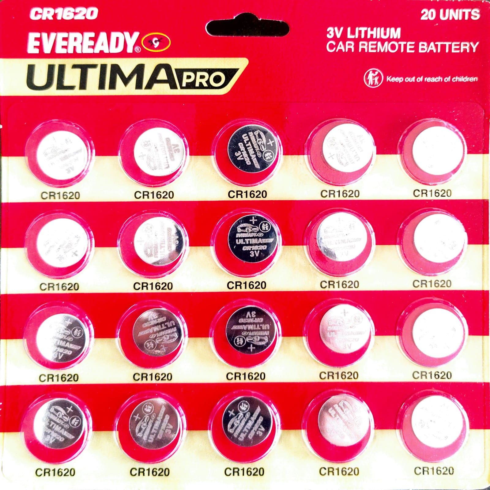 Eveready Ultima Pro CR1620 3V Lithium Battery Pack of 20