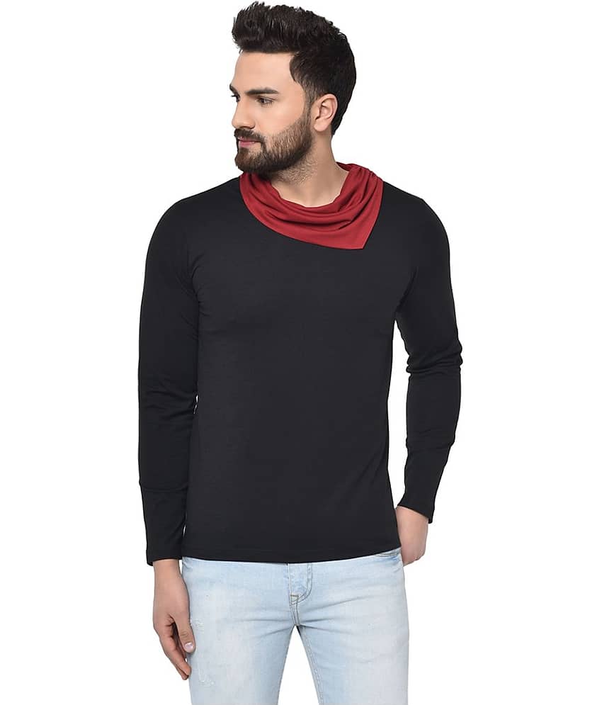 Glito Pack of 1 Cotton Blend Regular Fit Men's T-Shirt ( Black )