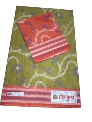 Elegant Green Cotton Saree with Matching Blouse