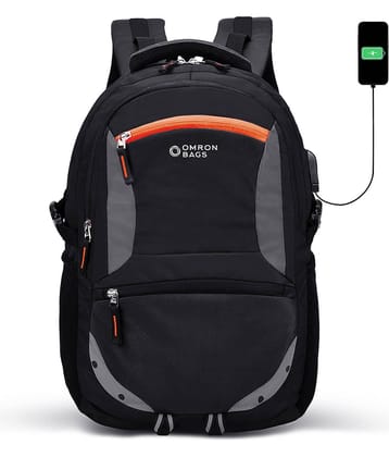OMRONBAGS 35 Ltrs Polyester Backpack With Raincover *For Men & Women ( Black )