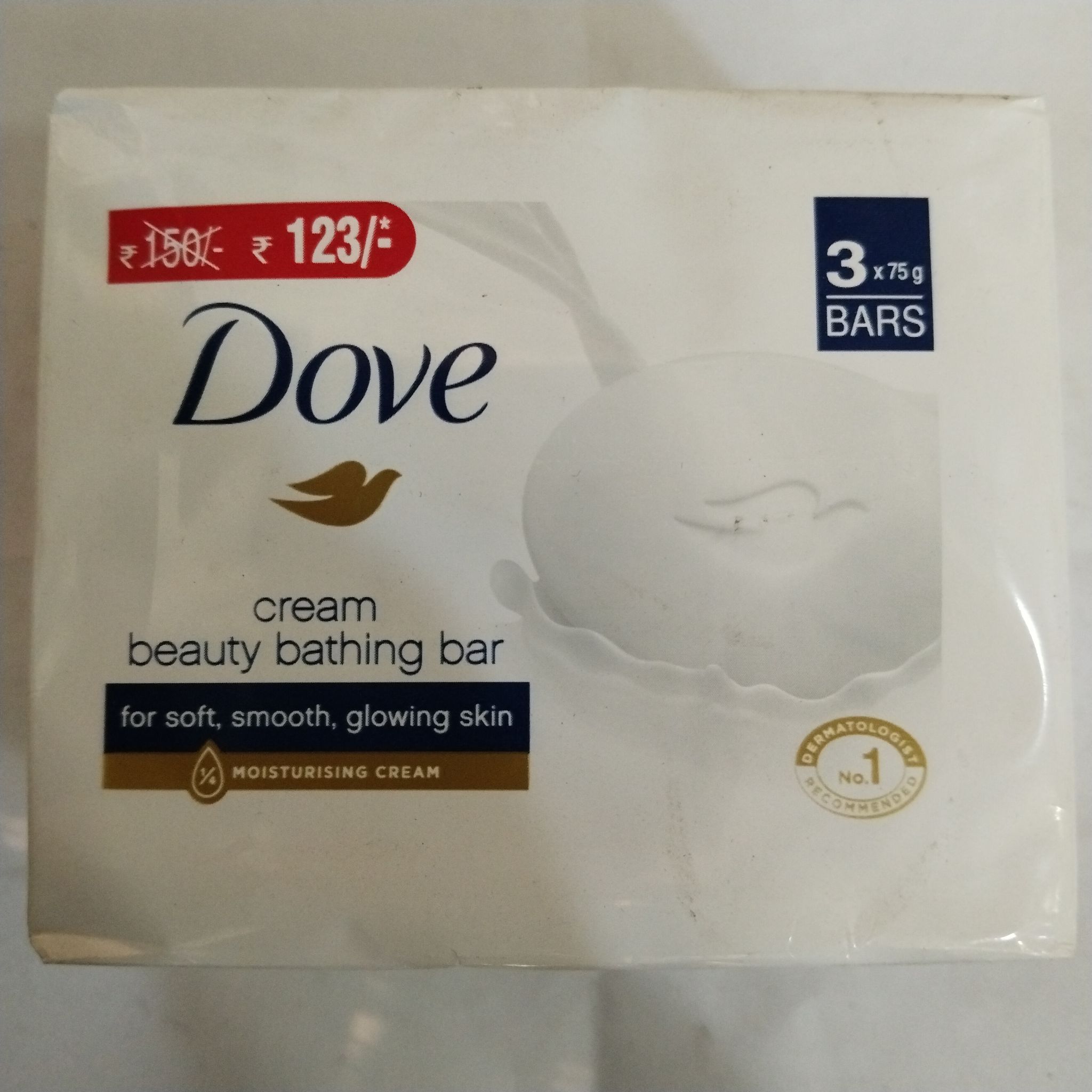 Dove Cream Beauty bathing bar For soft, smooth, glowing skin 3x75g Bars 