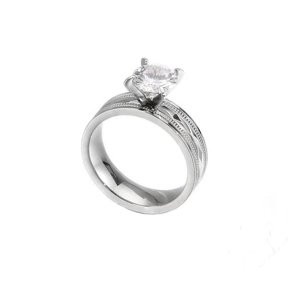Stacked Dimond Ring Pair (Silver Plated Stainless Steel)-6