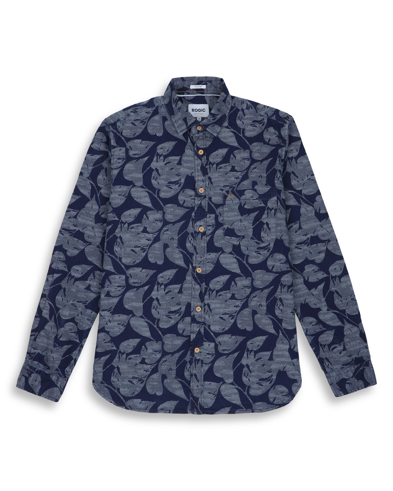 DENIM PRINTED SHIRT IN BLUE-M