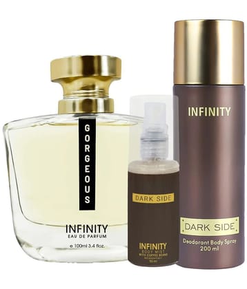 CFS Gorgeous EDP Perfume 100ml,Dark Side Deodorant 200ml,Dark Side Body Mist 35ml Long Lasting Perfume Pack of 3