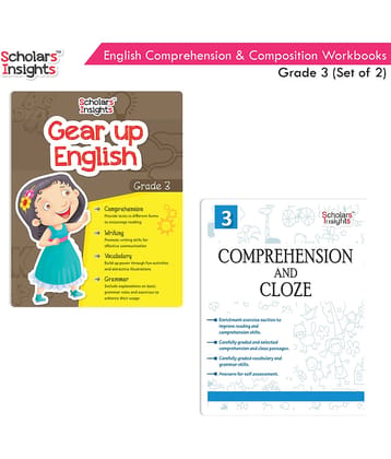 Scholars Insights Combo Set of Comprehension & Composition English Grammar  Workbooks Grade 3| Set of 2