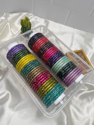 16 Color Kada Glass Bangle Box Design Evara - 030-2.4
