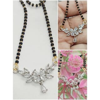 Premium Quality AAA CZ Stones Round Shape Mangalsutra Chain Set